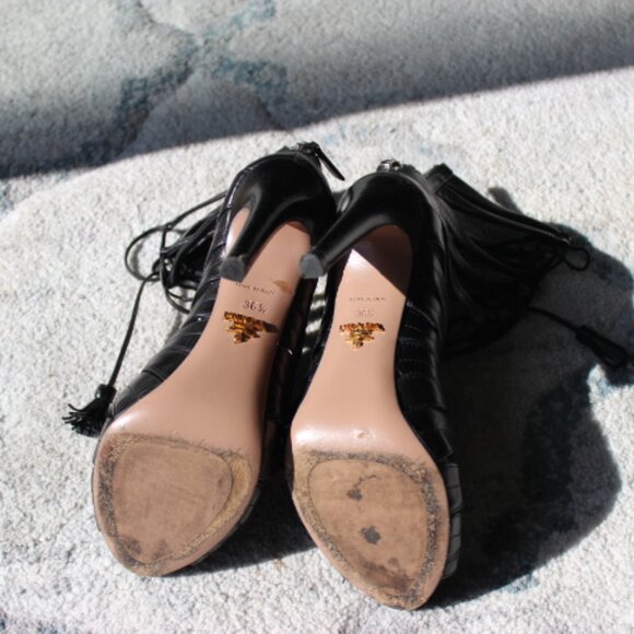 Prada Leather Gladiator Sandals Tassel Accents - Picture 2 of 3